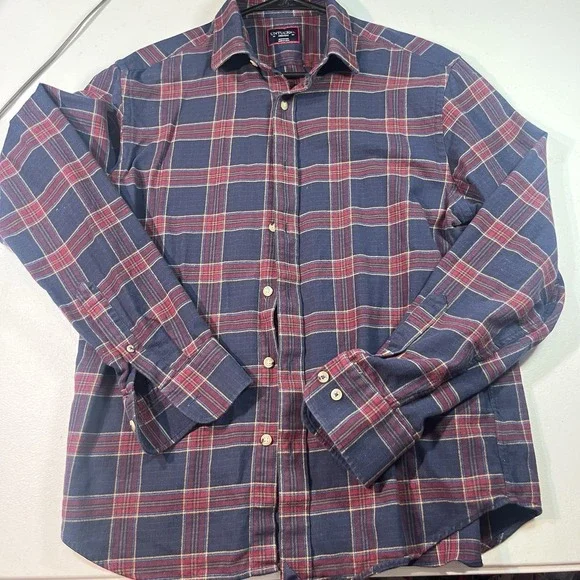 Untuckit Shirt Mens Medium Blue Red Plaid Rosato Button Up Casual Long Sleeve - Picture 3 of 7